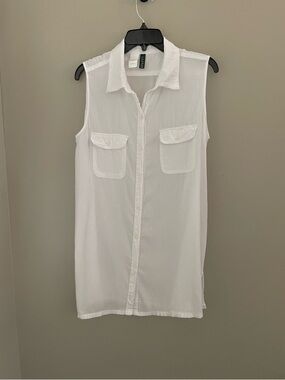 Ralph Lauren White Tunic Button Down Shirt